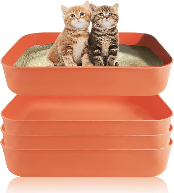Small Litter Box, Plastic Kitten Litter Box, 13.9 x 9.8 x 3 Inch Open Litter Box by GCVOPTON