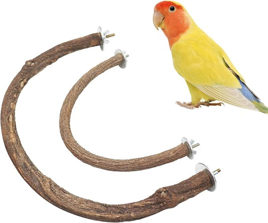 2 Pack Bird Perch Stand, Natural Wood U Shape Parrot Stand Pole, Bird Cage by Jinkoozz