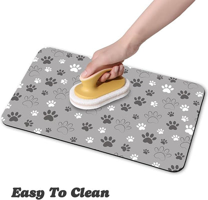 Dog Food Mat, Absorbent Water Bowl Mats Cat Pet Feeding Placemats Light Gray 17 - Image 4