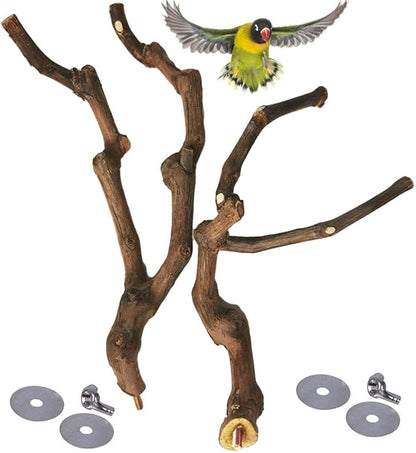kathson Natural Parrot Perch Bird Stand Pole Wild Grape Stick Paw Grinding Fork - Image 7
