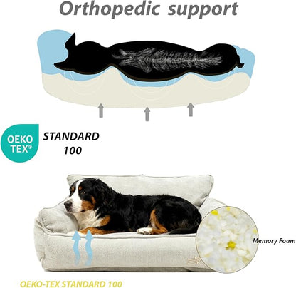 Orthopedic Dog Bed with Memory Foam, Washable Plush Pet Bed - Image 4