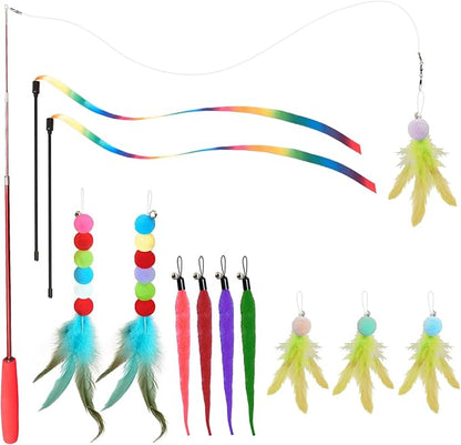 Cat Toys for Indoor Cats, 13 Packs Interactive Cat Wand Toy Set by YULOYI