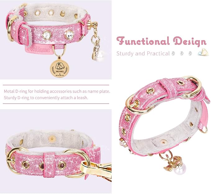 PetsHome Cat Collar, Dog Collar, PU Leather Adjustable Pet Collar - Image 3