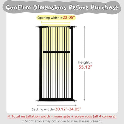 Lumizone Extra Tall Pet Gate 55.12" High Pressure Mounted 30.12"-34.05" Extra - Image 2