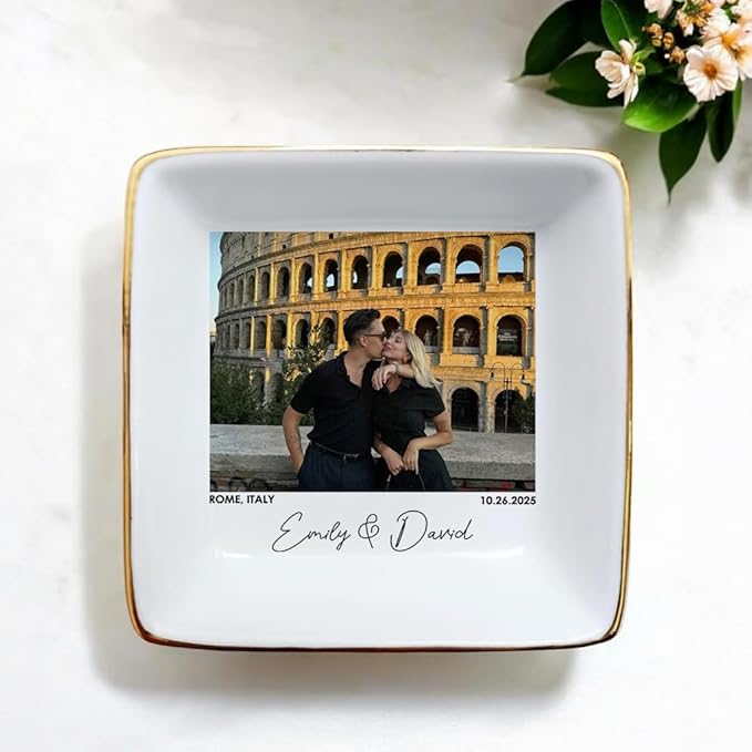 Custom Couple Portrait Photo Ring Dish, Personalized Picture Trinket Tray - Image 4