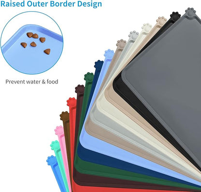 AUDWUD Silicone Waterproof Pet Feeding Mats, Anti Slip Bowl Pad, Dog Mat - Image 3