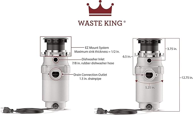 Waste King Garbage Disposal for Kitchen Sink - Image 4