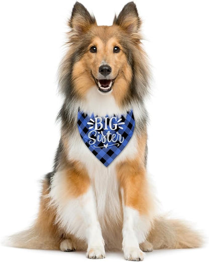 Big Sister Dog Bandanas, Buffalo Plaid Pet Scarf, Pet Dogs Scarf Accessories - Image 2
