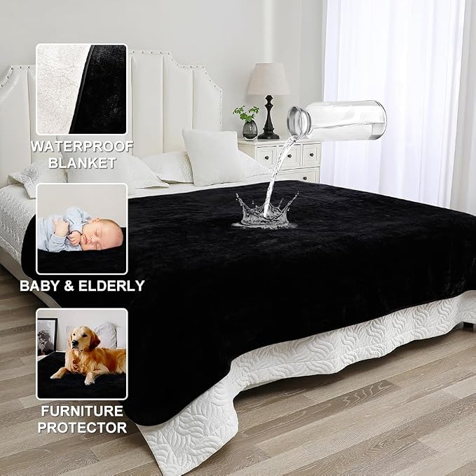 Waterproof Blanket for Beds – Ideal for Couch & Pets Splash Proof Sherpa Throw - Image 3