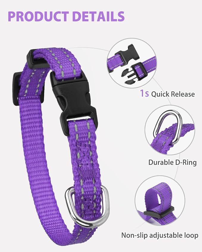 Joytale Small Dog Collar, Reflective and Adjustable Nylon Collar - Image 4