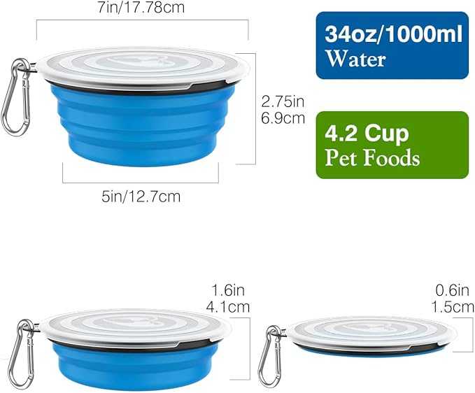 Pawaboo Collapsible Dog Bowls 2 Pack, Silicone Feeding Watering Bowls - Image 4