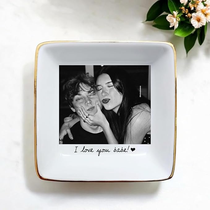 Custom Photo Ring Dish, Personalized Couple Portrait Picture Trinket Tray - Image 2