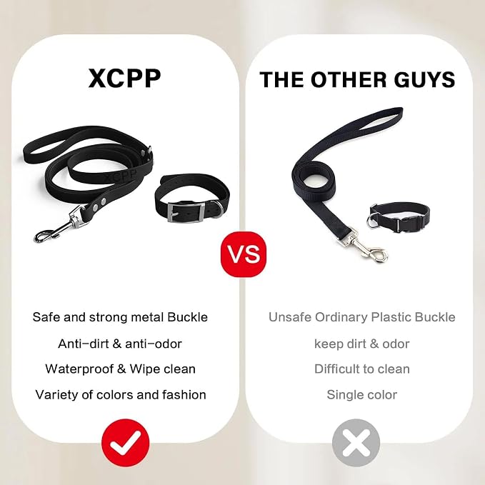 4.2FT Dog Collar and Leash Set, PVC Waterproof Adjustable Odor Proof Pet - Image 3