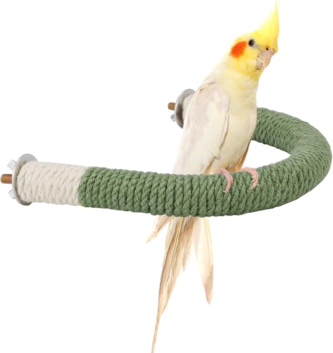 Hypeety Bird Perches Parrot U Shape Natural Wood Hemp Rope Stand Perch Bird by Hypeety