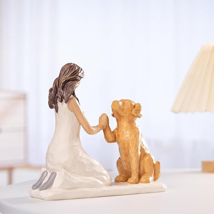 BUTILIVEEN Resin Woman with Dog Figurines, Sympathy Dog Memorial, Pet Loss Gifts - Image 3