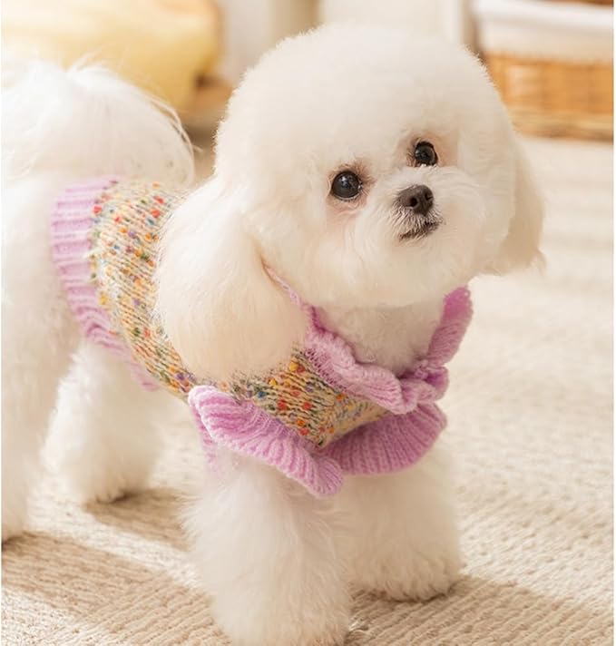 Purple Small Dog Sweater, Knitted Cat Sweater, Holiday Puppy Clothes - Image 7