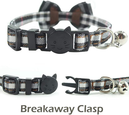 Cat Collar Breakaway with Bell and Bow Tie, Plaid Design Adjustable Safety - Image 5