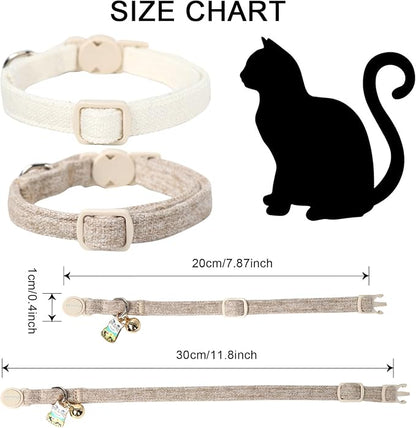 Cat Collar, 2 Pack White Hemp Cat Collars Breakaway - Image 3