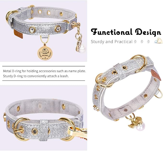 PetsHome Cat Collar, Dog Collar, PU Leather Adjustable Pet Collar - Image 3