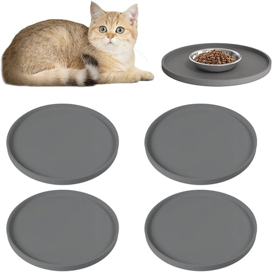 4 PCS Thickened Pet Silicone Food Mat, Nonslip Waterproof Cat Dog Feeding Bowl by Arespark