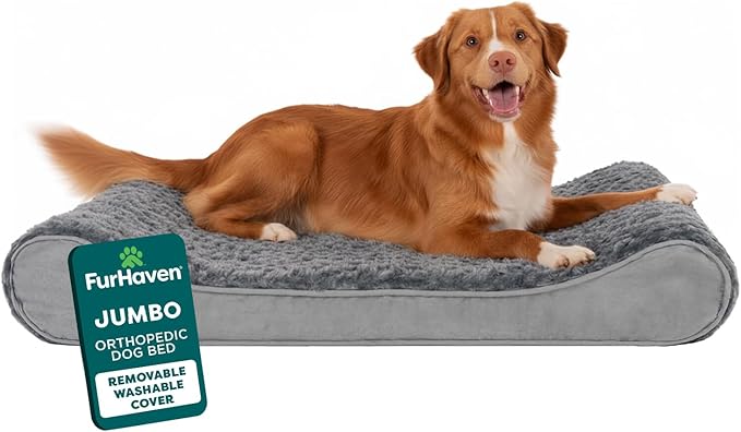 FurHaven Orthopedic Dog Bed for Large Dogs, Luxe Lounger Contour Mattress by FurHaven