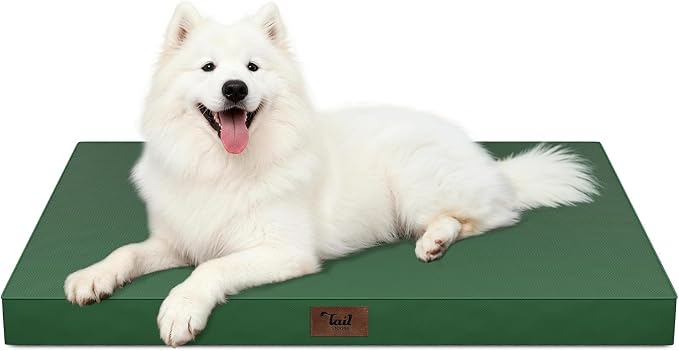 Outdoor Large Washable Dog Bed, Orthopedic Egg Crate Foam Dog Crate Mat by TailStories