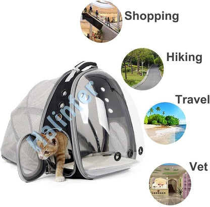 Back Expandable Cat Backpack Carrier, Fit up to 12 lbs, Space Capsule Bubble - Image 3