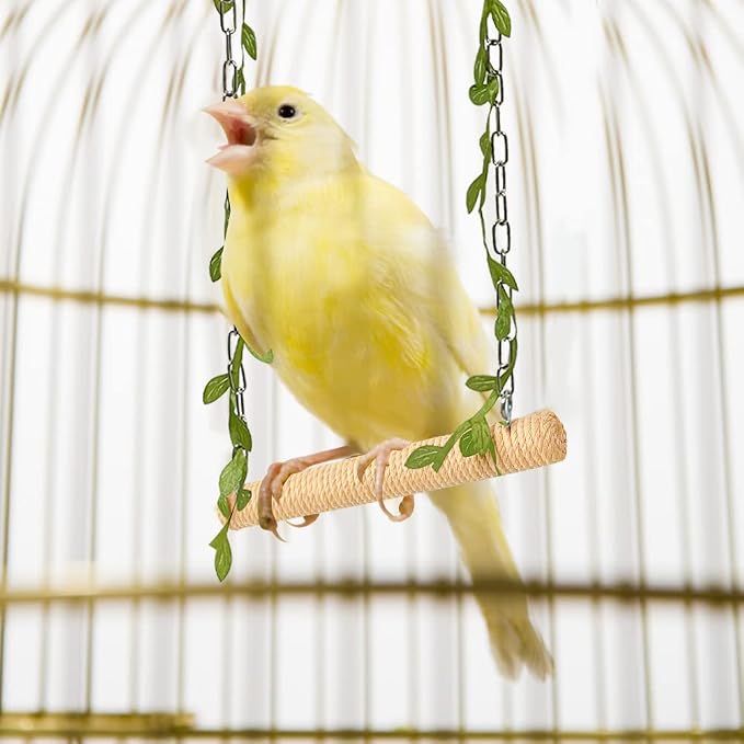La La Pet® Hanging Wooden Pet Bird Swing - Image 3
