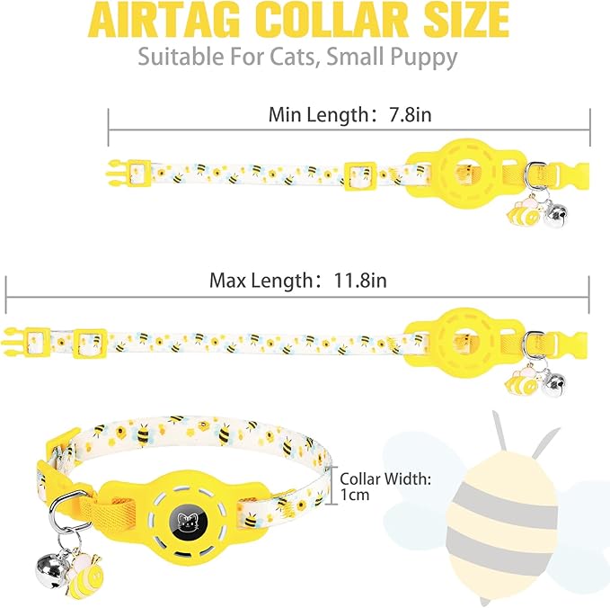 BINGPET AirTag Cat Collar with Bells, Upgraded Safety Elastic Cat Collar with - Image 2