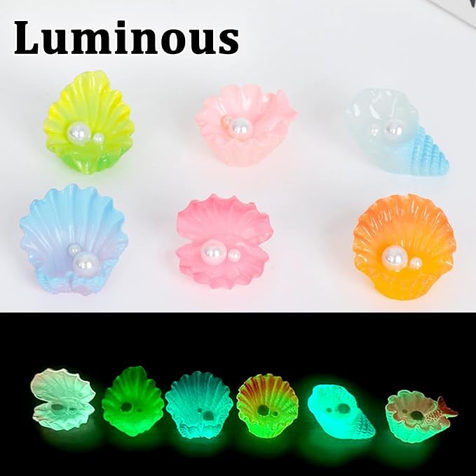 MIUPOO Glow Pearl Shell, Betta Stones, Glow in The Dark Crystal, Bonsai Decor - Image 3