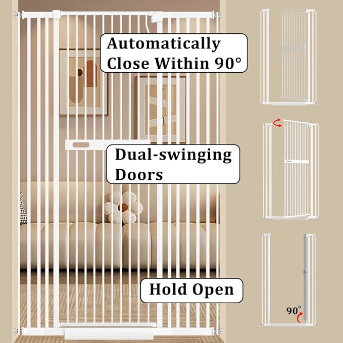 WAOWAO 71" Extra Tall Cat Pet Gate 29.92-45.66" Wide Pressure Mounted Walk - Image 6