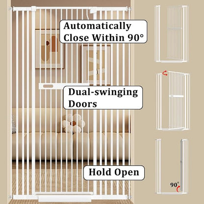 WAOWAO 71" Extra Tall Cat Pet Gate 29.92-61.42" Wide Pressure Mounted Walk - Image 5