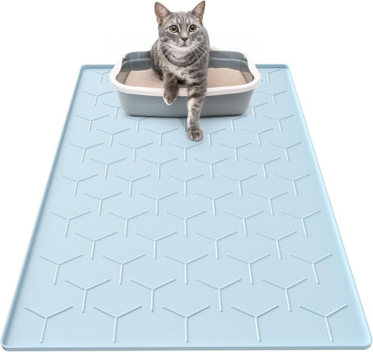 Silicone Cat Litter Trapping Mat, Large Waterproof 34" X 22" Cat Litter Box Mat by Garoopion