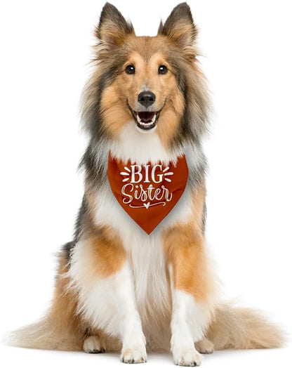 Big Sister Bandana for Dogs, Pet Pregnancy Announcement, Dark Orange Dog Bandana - Image 3