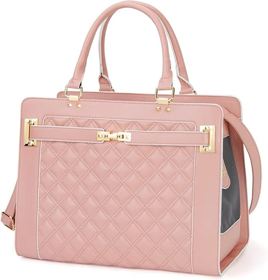 Fashion Pet Carrier Dog Cat Carrier Purse Soft-Sided Leather Handbag Pet Tote by Minsong