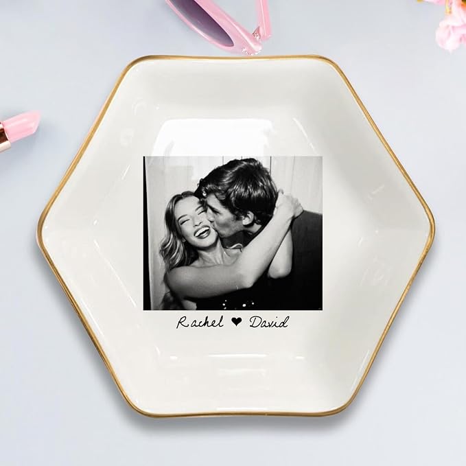 Custom Photo Ring Dish, Personalized Couple Portrait Picture Trinket Tray - Image 4