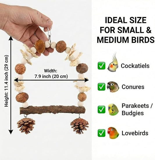 Bird Swing Toy with Cuttlebone & Corn Husks - Image 2