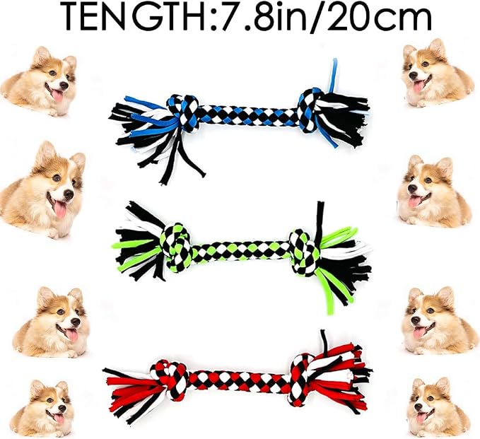 Dog Rope Toys for Small Dogs， Double Knot Ropes Puppy Chew Toys， Cotton Pet - Image 2