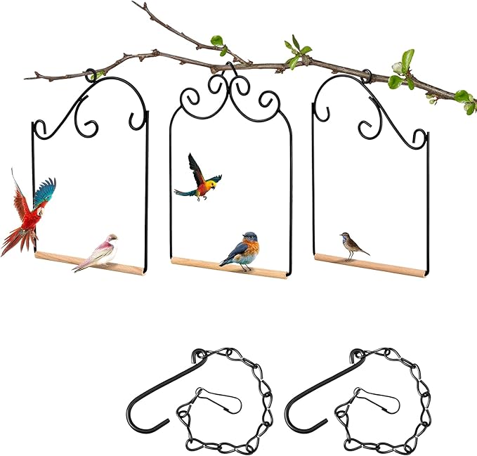 3 Pcs Hummingbird Swings and Perches Wild Bird Swing Metal Frame - Image 2