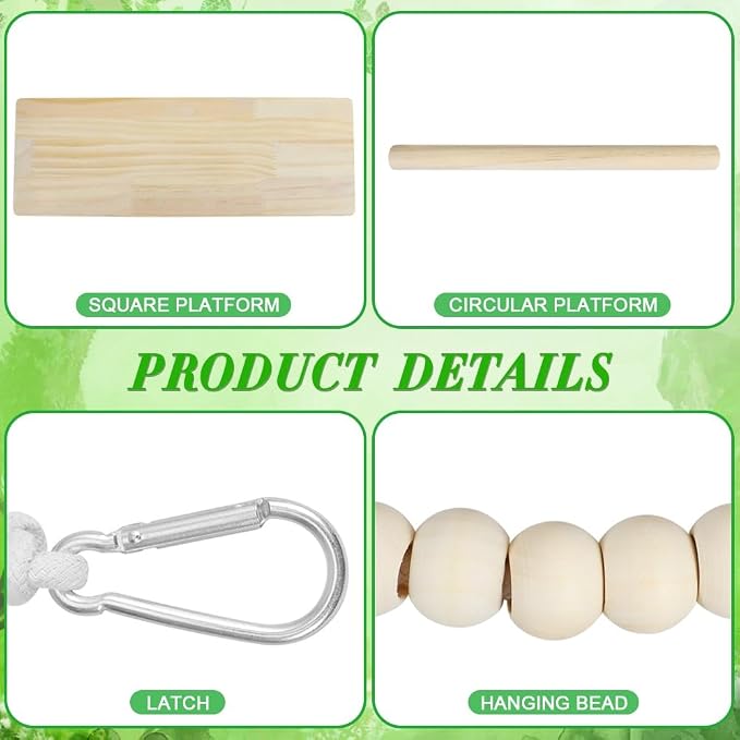 3PCS Chicken Swing, Natural Wood Chicken Toys - Image 4
