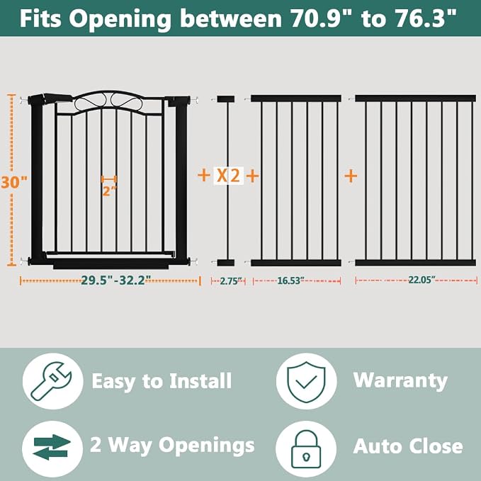 Fairy Baby 70.9"-76.3" Extra Wide Baby Gate - Image 2