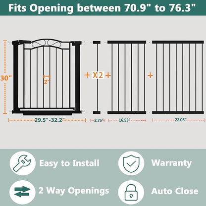 Fairy Baby 70.9"-76.3" Extra Wide Baby Gate - Image 2