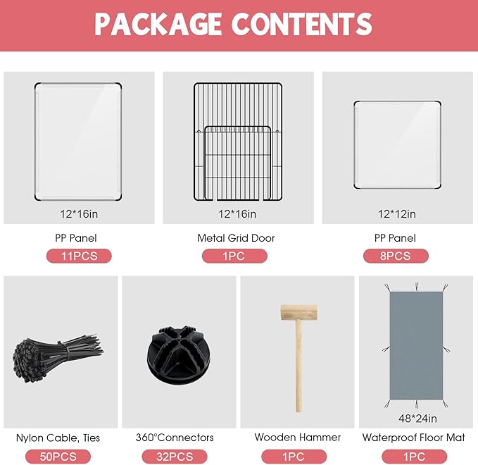 20 Panels Small Animals Playpen, Portable Plastic Enclosure Cage - Image 2