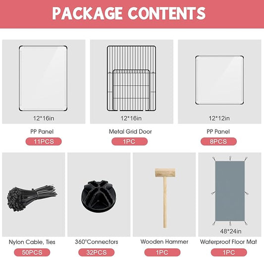 20 Panels Small Animals Playpen, Portable Plastic Enclosure Cage - Image 2