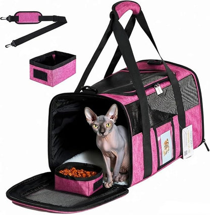 Airline Approved Cat Carrier, Soft-Sided Pet Travel Carrier by SECLATO