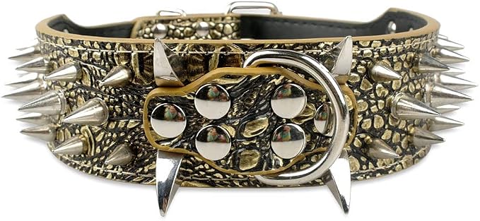 Serijoars Spiked Studded Dog Collar, PU Leather Dog Collar, Adjustable Pet by Serijoars