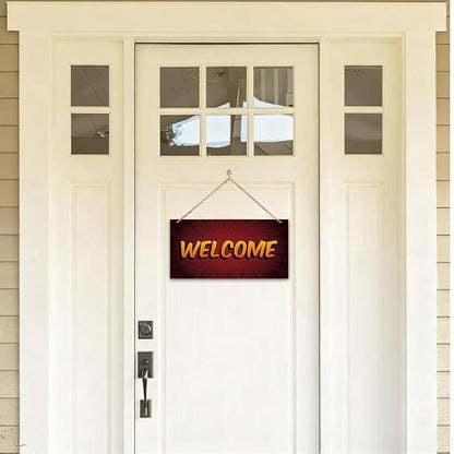 Welcome Sign for Front Door, Front Door Wooden Hanging Sign, Comic Style - Image 4