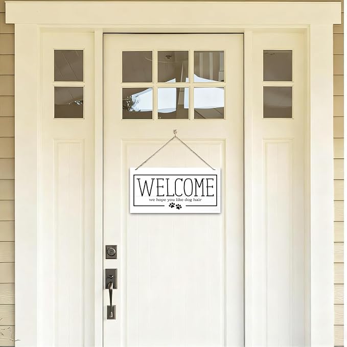 Welcome Sign for Front Door, Welcome Decor Wooden Hanging Sign for Dog Lover - Image 4