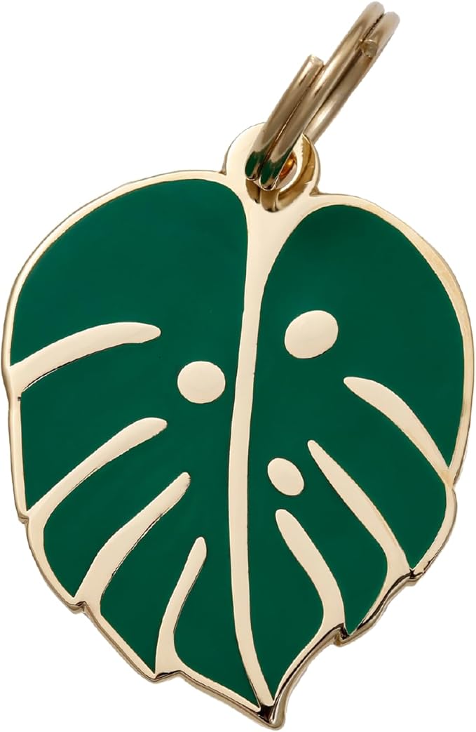 Two Tails Pet Company Personalized 'Monstera Leaf' Pet ID Tag & Collar Charm by TwoTailsPetCompany