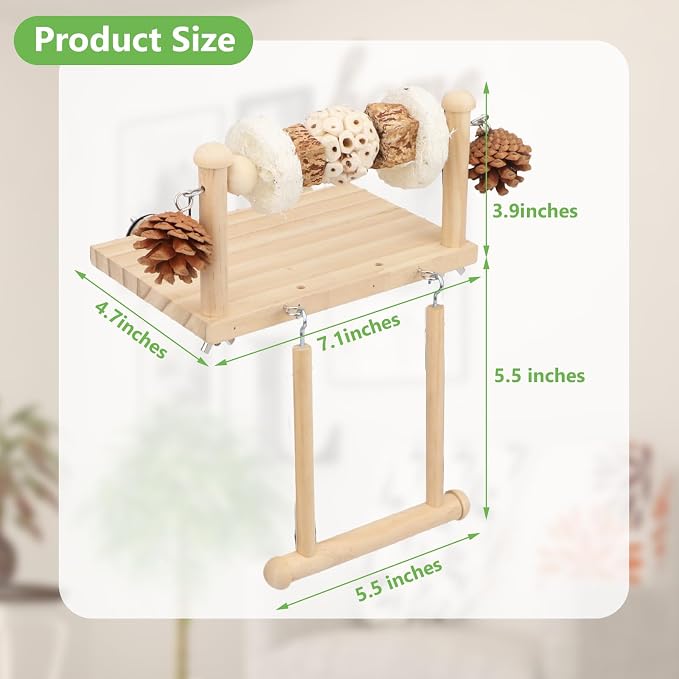 Litewoo Bird Perch Wooden Platform Bird Swing Chew Toys Play Gyms Exercise - Image 2